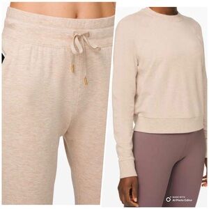 NEW Lululemon warm down crew modal sweater & joggers set 4 fleece Heathered set
